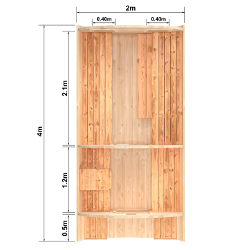 Fasssauna / Gartensauna / Banja / Round 4,0 m mit Balkon und Vorraum